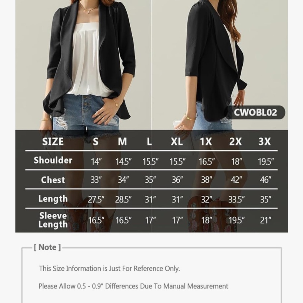 Lightweight Thin 3/4 Sleeve Open Front Blazer - Picture 6 of 7
